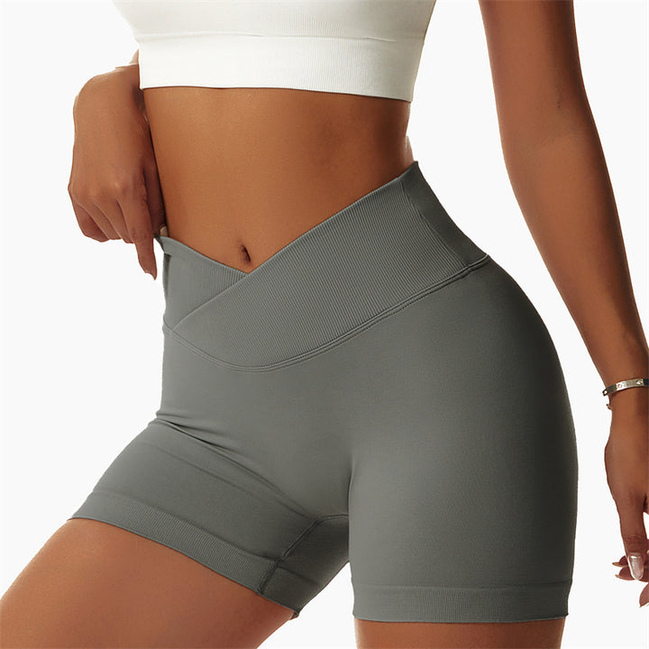 Pantaloncini sportivi da yoga a vita alta, senza cuciture, ad alta elasticità, da donna, Buddha Stones