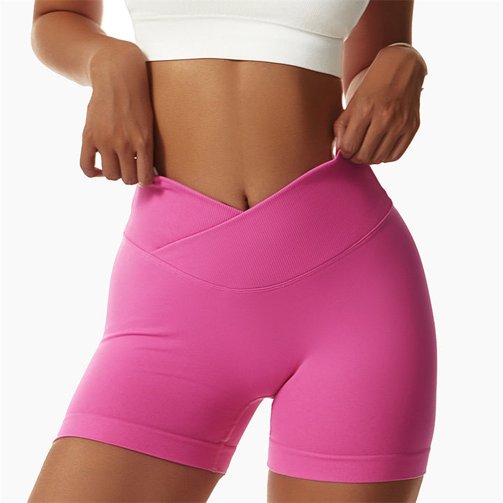 Pantaloncini sportivi da yoga a vita alta, senza cuciture, ad alta elasticità, da donna, Buddha Stones