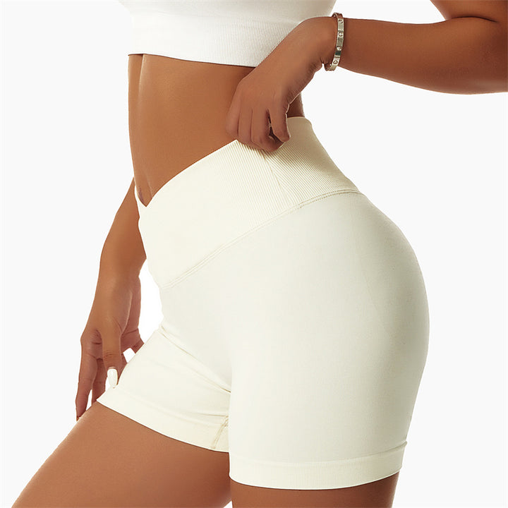 Pantaloncini sportivi da yoga a vita alta, senza cuciture, ad alta elasticità, da donna, Buddha Stones