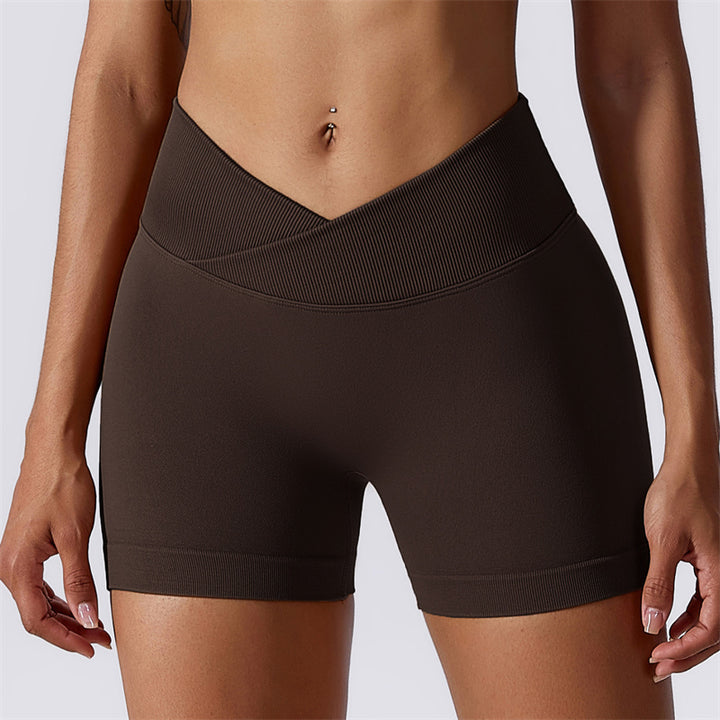 Pantaloncini sportivi da yoga a vita alta, senza cuciture, ad alta elasticità, da donna, Buddha Stones