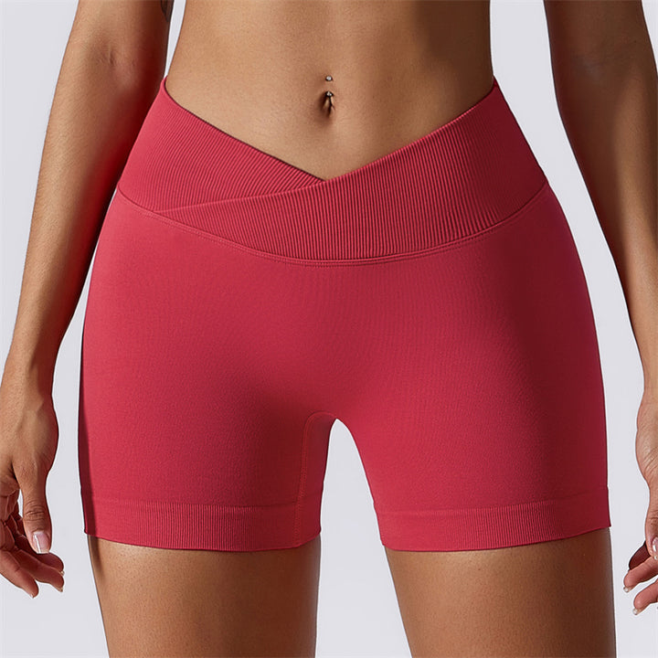 Pantaloncini sportivi da yoga a vita alta, senza cuciture, ad alta elasticità, da donna, Buddha Stones