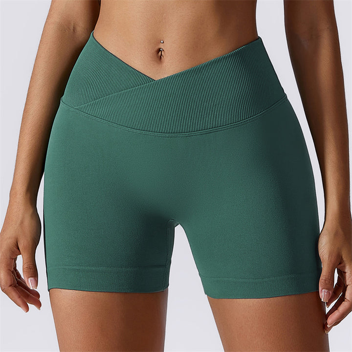 Pantaloncini sportivi da yoga a vita alta, senza cuciture, ad alta elasticità, da donna, Buddha Stones