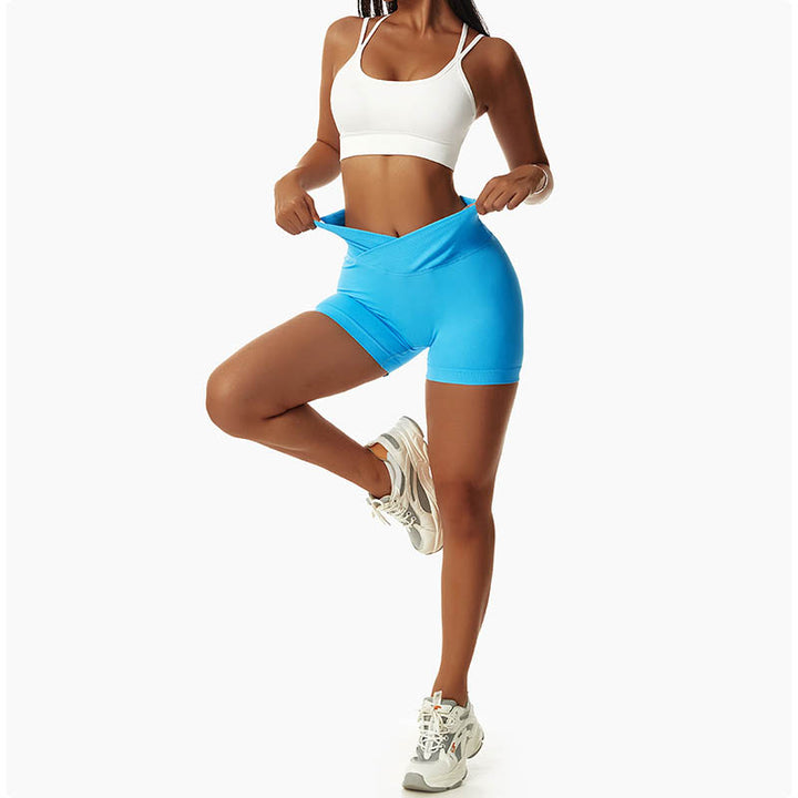 Pantaloncini sportivi da yoga a vita alta, senza cuciture, ad alta elasticità, da donna, Buddha Stones