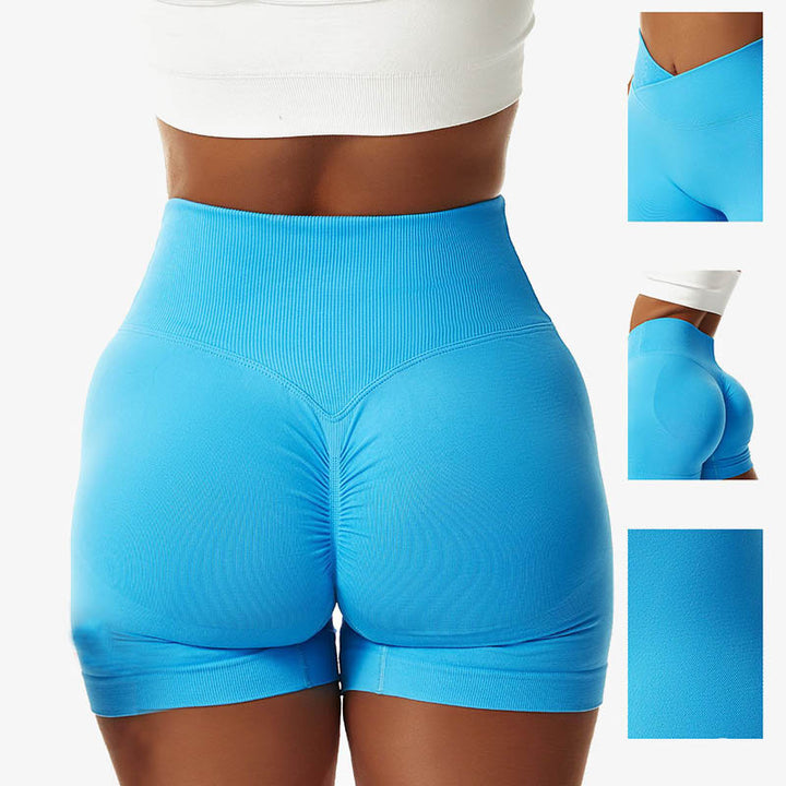 Pantaloncini sportivi da yoga a vita alta, senza cuciture, ad alta elasticità, da donna, Buddha Stones