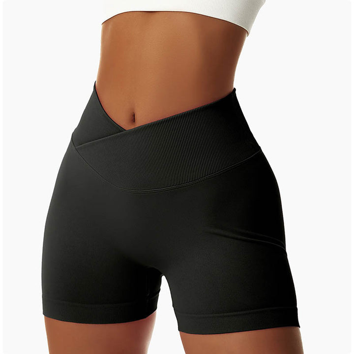 Pantaloncini sportivi da yoga a vita alta, senza cuciture, ad alta elasticità, da donna, Buddha Stones
