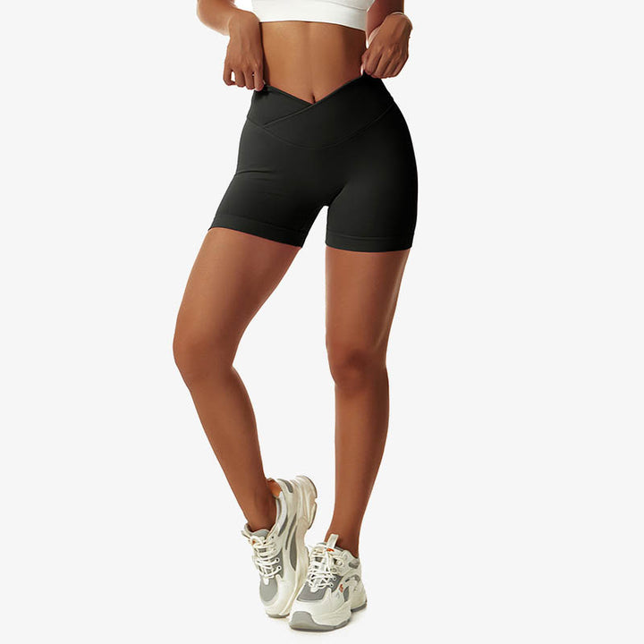 Pantaloncini sportivi da yoga a vita alta, senza cuciture, ad alta elasticità, da donna, Buddha Stones