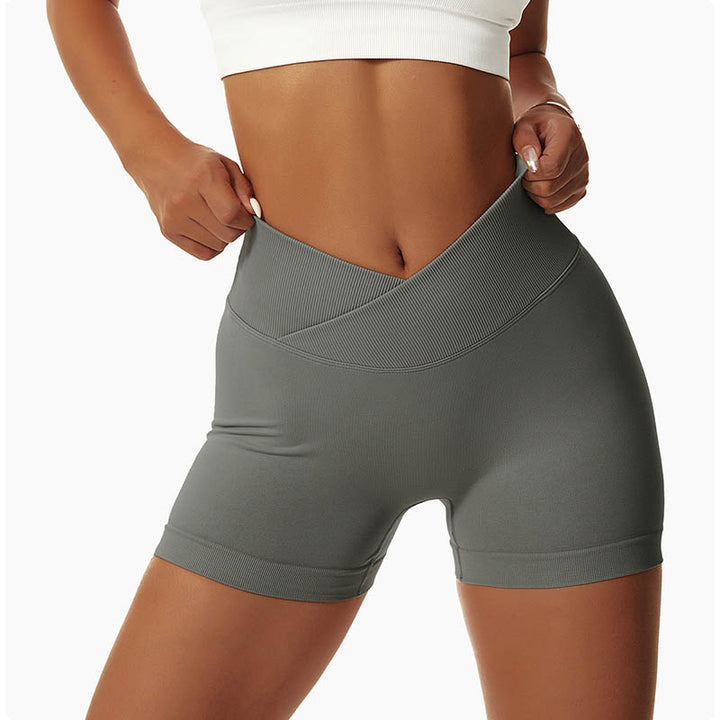 Pantaloncini sportivi da yoga a vita alta, senza cuciture, ad alta elasticità, da donna, Buddha Stones
