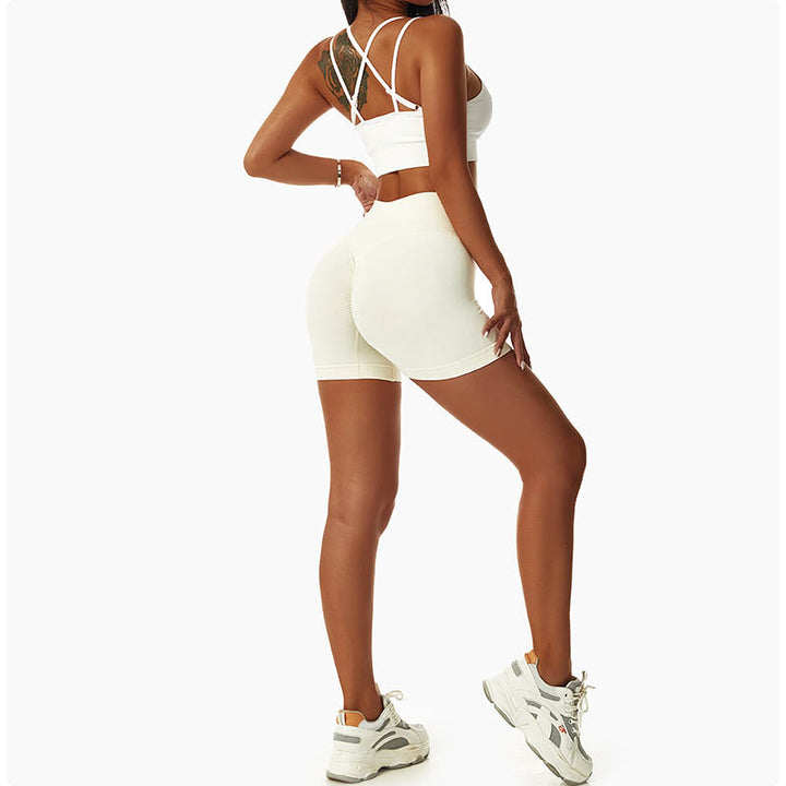 Pantaloncini sportivi da yoga a vita alta, senza cuciture, ad alta elasticità, da donna, Buddha Stones