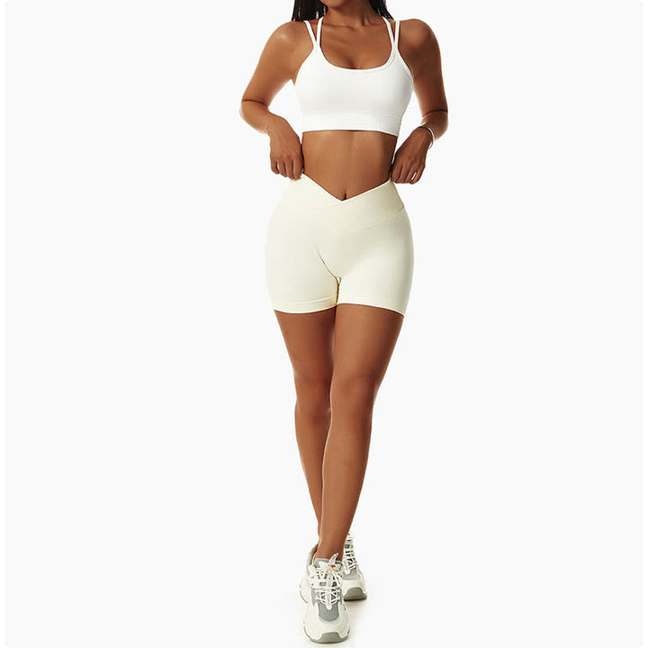 Pantaloncini sportivi da yoga a vita alta, senza cuciture, ad alta elasticità, da donna, Buddha Stones