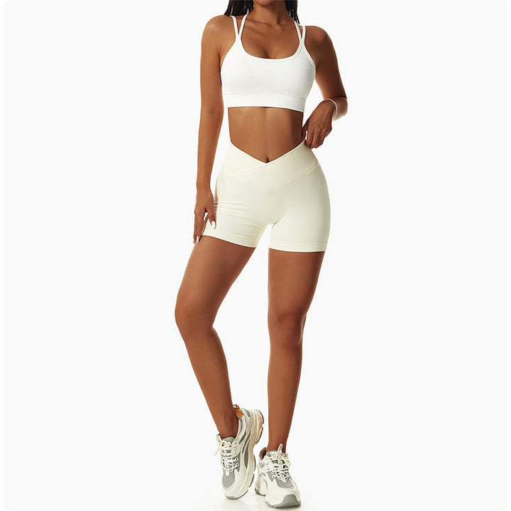 Pantaloncini sportivi da yoga a vita alta, senza cuciture, ad alta elasticità, da donna, Buddha Stones