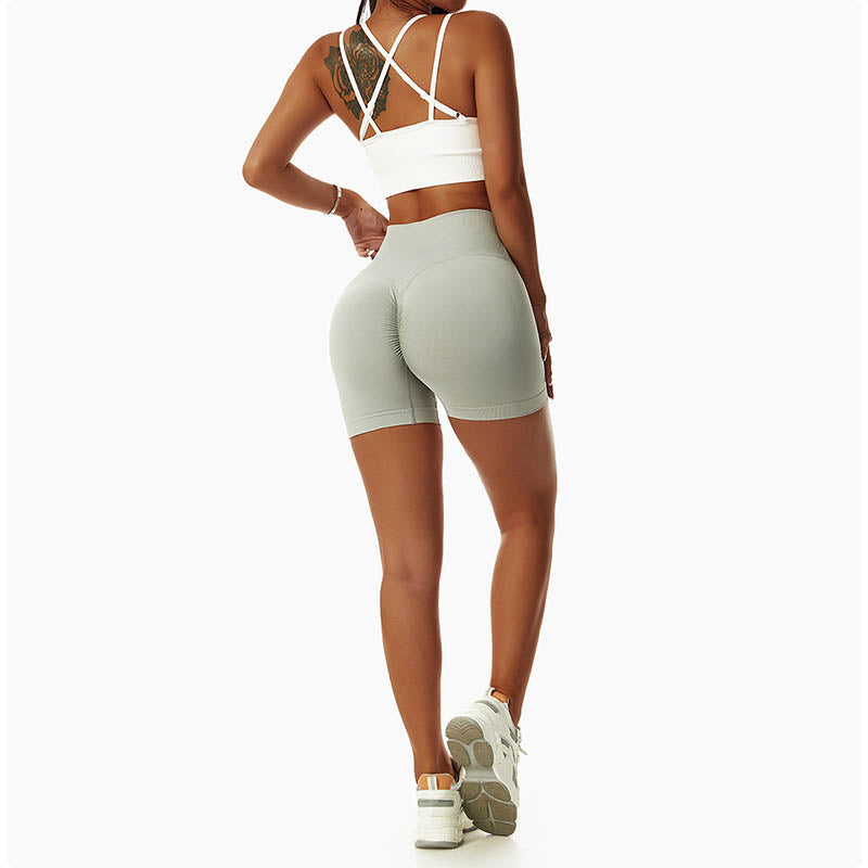 Pantaloncini sportivi da yoga a vita alta, senza cuciture, ad alta elasticità, da donna, Buddha Stones