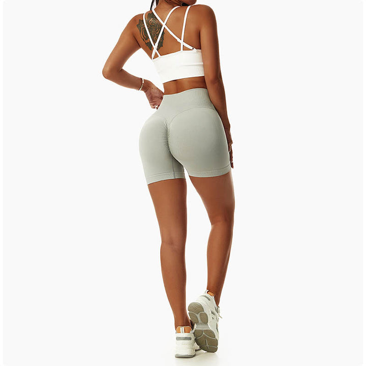 Pantaloncini sportivi da yoga a vita alta, senza cuciture, ad alta elasticità, da donna, Buddha Stones