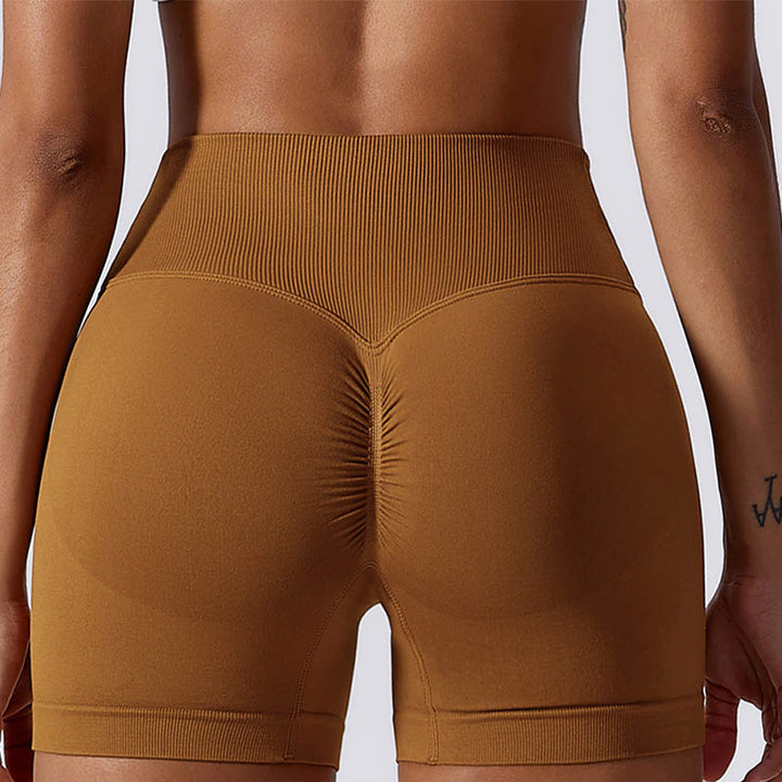 Pantaloncini sportivi da yoga a vita alta, senza cuciture, ad alta elasticità, da donna, Buddha Stones