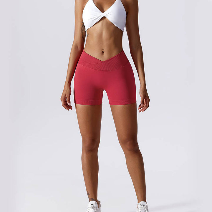 Pantaloncini sportivi da yoga a vita alta, senza cuciture, ad alta elasticità, da donna, Buddha Stones
