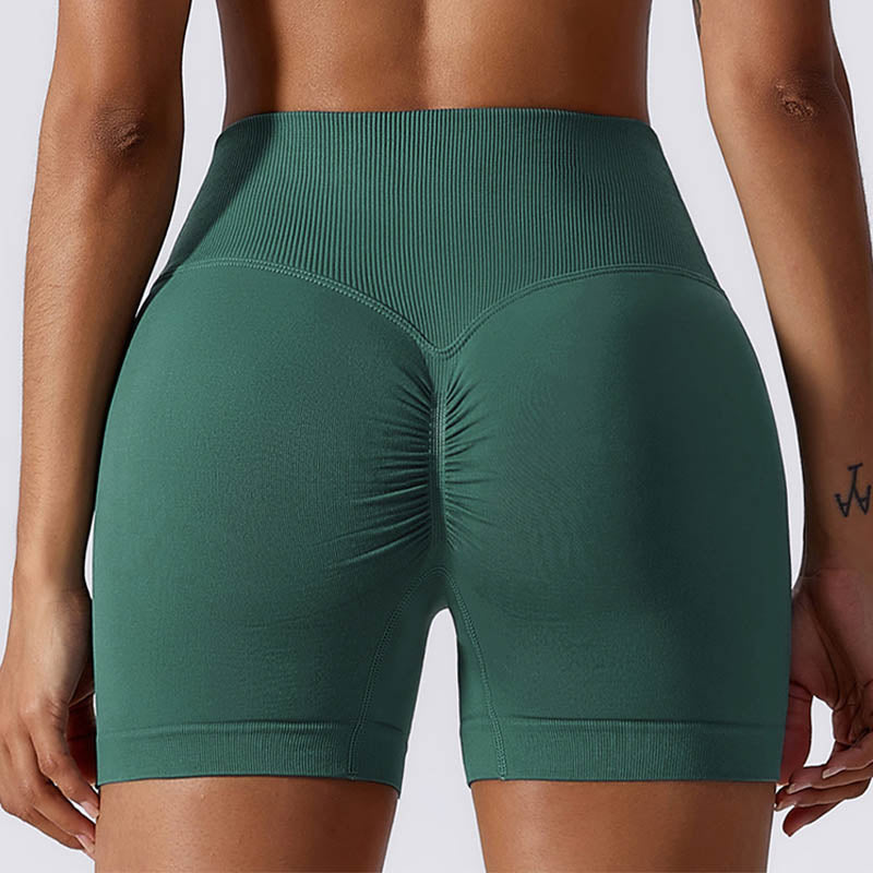 Pantaloncini sportivi da yoga a vita alta, senza cuciture, ad alta elasticità, da donna, Buddha Stones