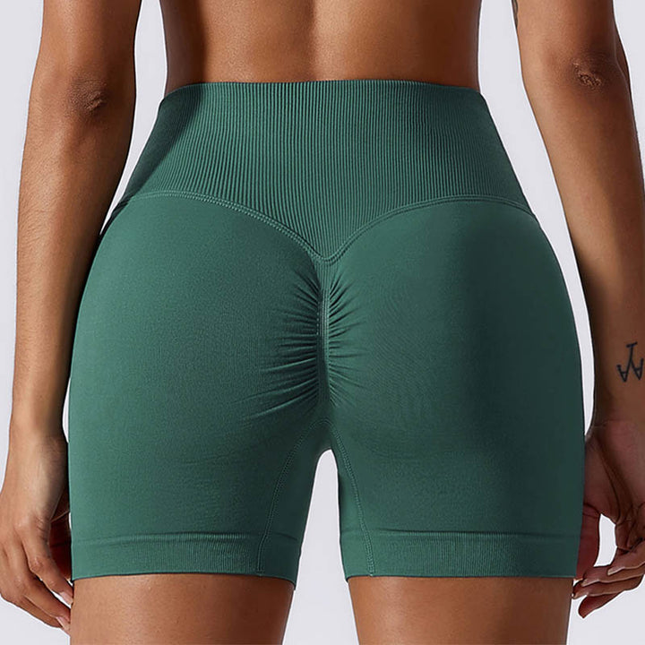 Pantaloncini sportivi da yoga a vita alta, senza cuciture, ad alta elasticità, da donna, Buddha Stones