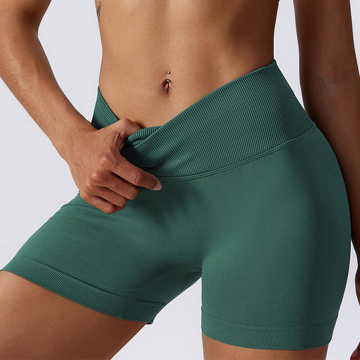 Pantaloncini sportivi da yoga a vita alta, senza cuciture, ad alta elasticità, da donna, Buddha Stones