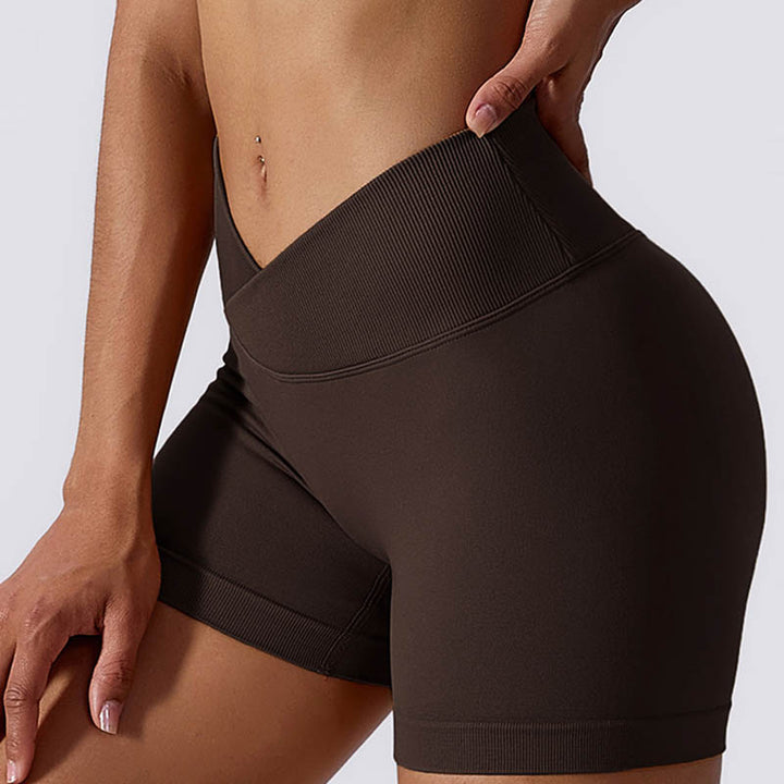 Pantaloncini sportivi da yoga a vita alta, senza cuciture, ad alta elasticità, da donna, Buddha Stones