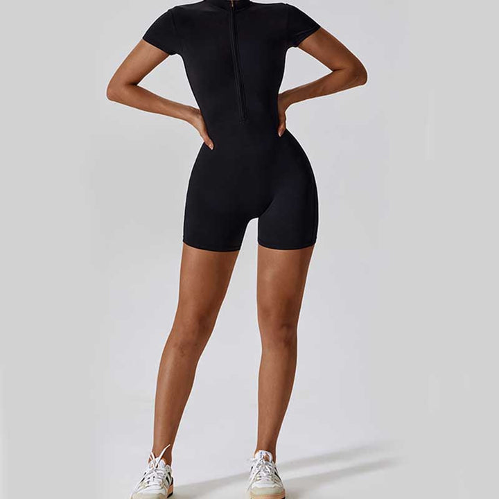 Tuta sportiva da donna con cerniera elasticizzata a maniche corte, per fitness e yoga , Buddha Stones - image 20