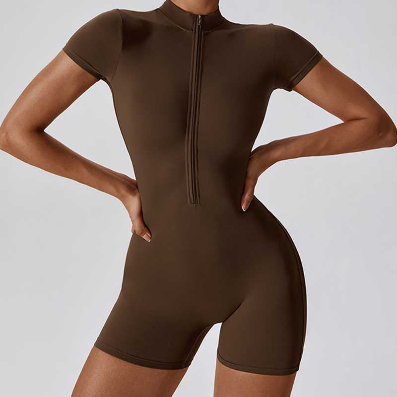 Tuta sportiva da donna con cerniera elasticizzata a maniche corte, per fitness e yoga , Buddha Stones - image 26