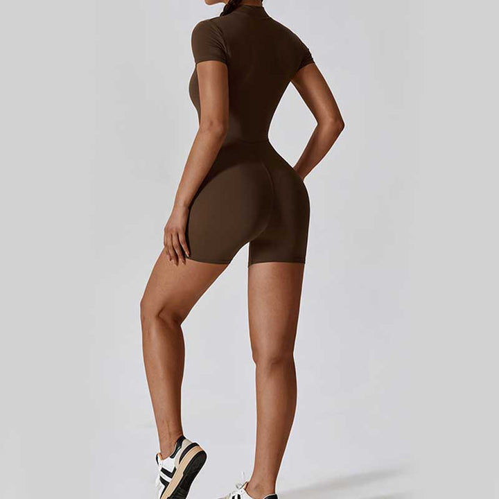 Tuta sportiva da donna con cerniera elasticizzata a maniche corte, per fitness e yoga , Buddha Stones - image 29