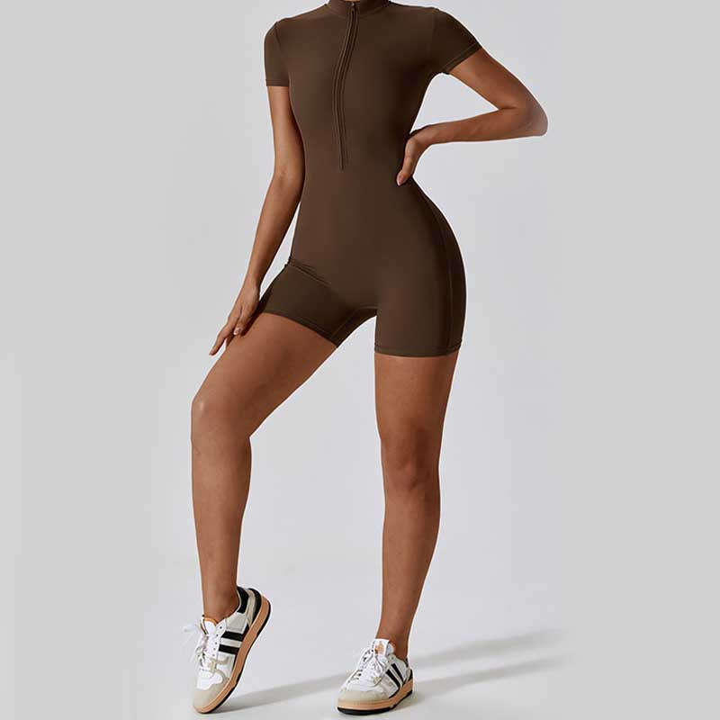 Tuta sportiva da donna con cerniera elasticizzata a maniche corte, per fitness e yoga , Buddha Stones - image 28