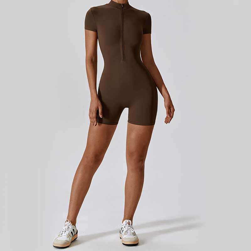 Tuta sportiva da donna con cerniera elasticizzata a maniche corte, per fitness e yoga , Buddha Stones - image 27