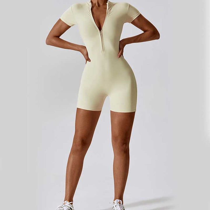 Tuta sportiva da donna con cerniera elasticizzata a maniche corte, per fitness e yoga , Buddha Stones - image 36