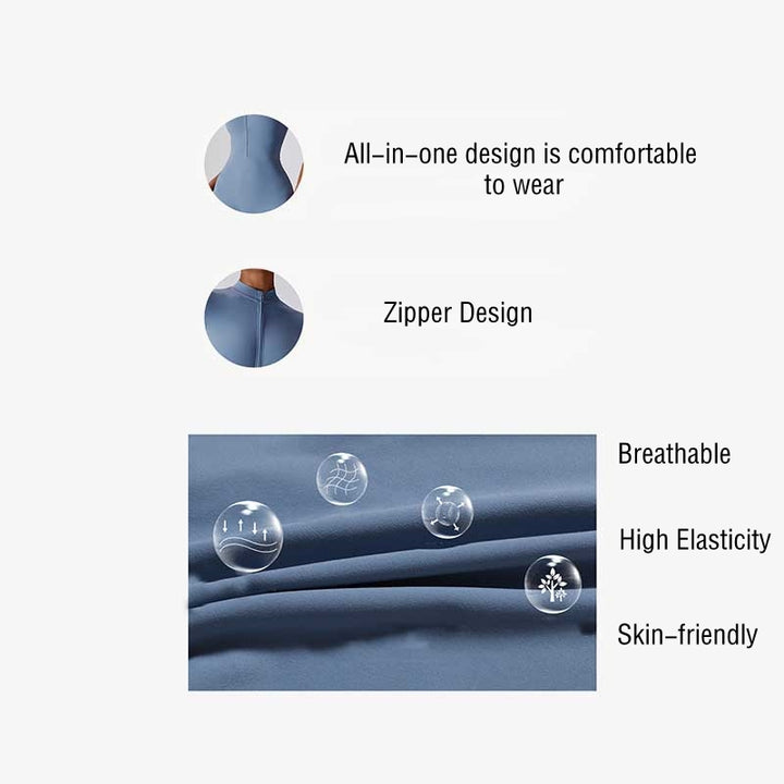 Tuta sportiva da donna con cerniera elasticizzata a maniche corte, per fitness e yoga , Buddha Stones - image 15