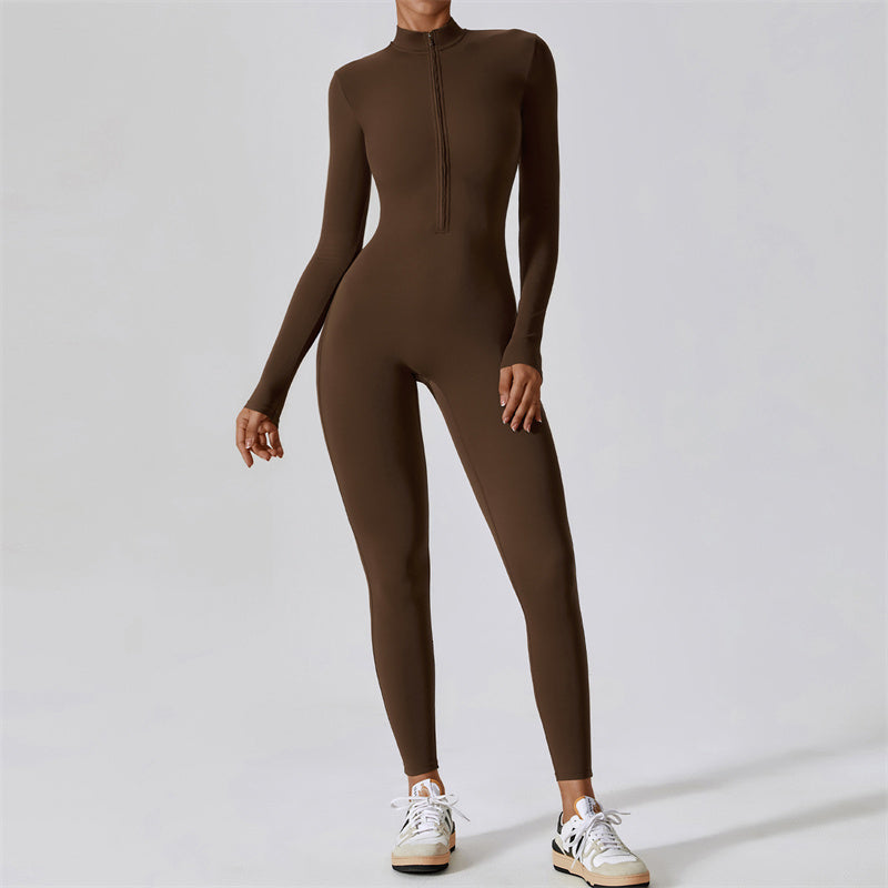 Buddha Stones Donna Cerniera Manica Lunga Shapewear Tuta Sportiva Fitness Yoga Body - image 1
