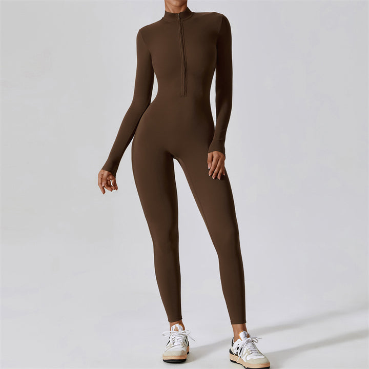 Buddha Stones Donna Cerniera Manica Lunga Shapewear Tuta Sportiva Fitness Yoga Body - image 1