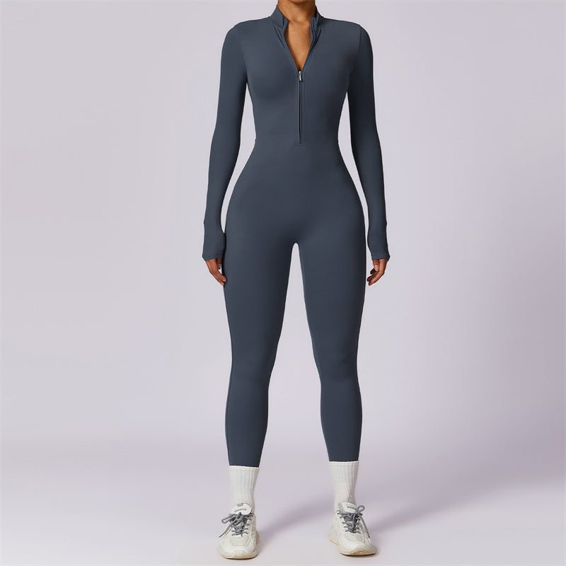Buddha Stones Donna Cerniera Manica Lunga Shapewear Tuta Sportiva Fitness Yoga Body - Blu scuro - US8-10, UK/AU12-14, EU40-42 (XL) - image 38