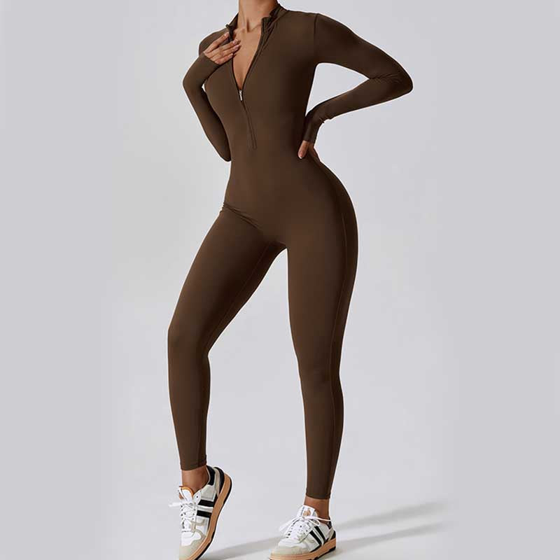 Buddha Stones Donna Cerniera Manica Lunga Shapewear Tuta Sportiva Fitness Yoga Body - image 2