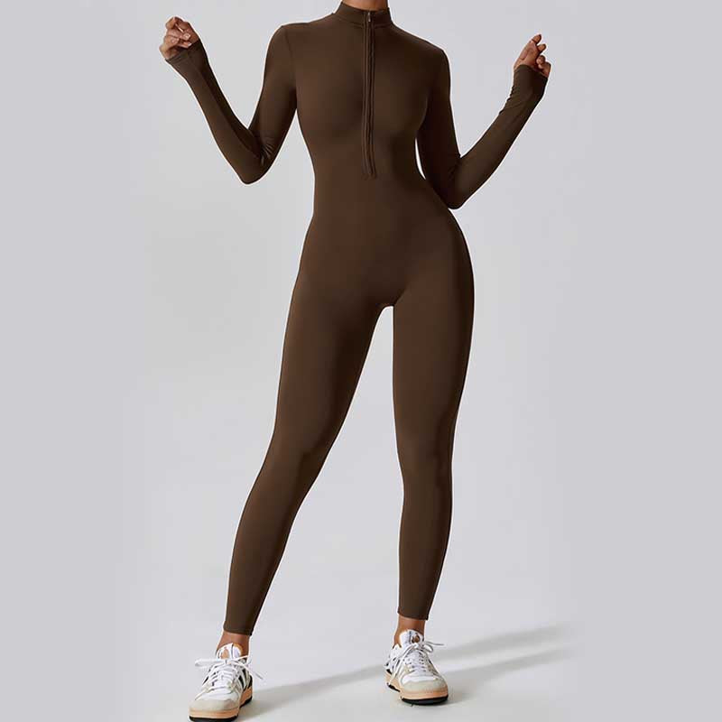Buddha Stones Donna Cerniera Manica Lunga Shapewear Tuta Sportiva Fitness Yoga Body - image 4