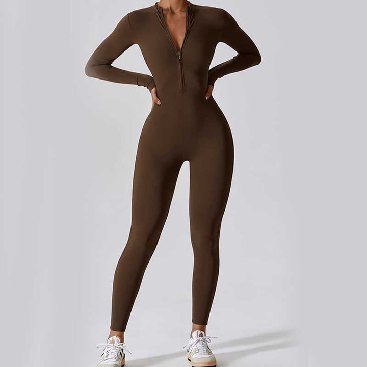Buddha Stones Donna Cerniera Manica Lunga Shapewear Tuta Sportiva Fitness Yoga Body - image 7