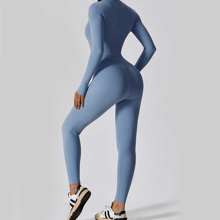 Buddha Stones Donna Cerniera Manica Lunga Shapewear Tuta Sportiva Fitness Yoga Body - image 21