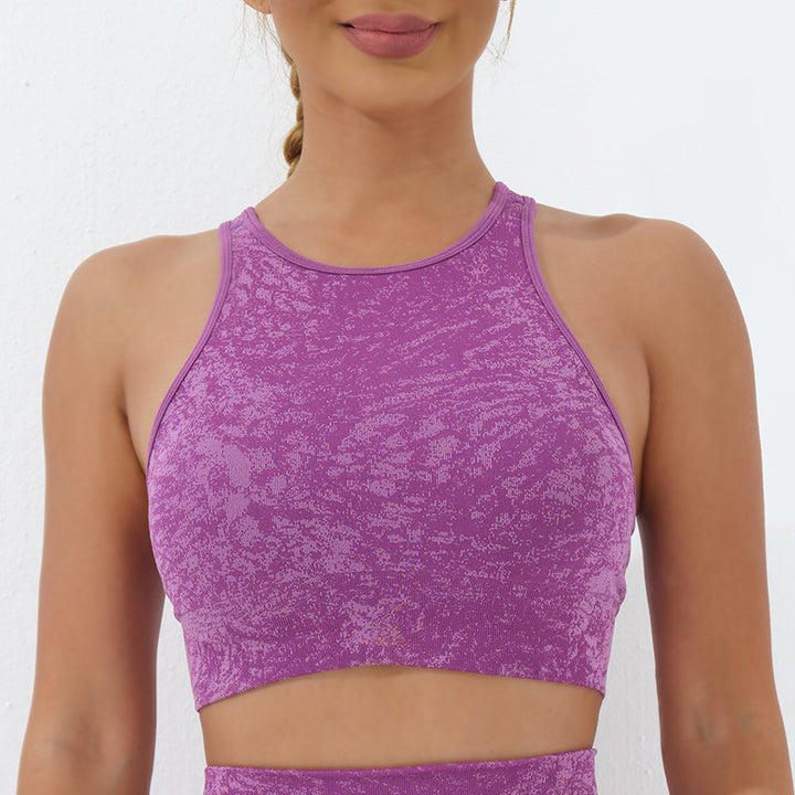 Buddha Stones Seamless Fitness Crop Canotta Leggings a vita alta Pantaloni Sport Palestra Yoga Outfit - Serbatoio per colture - Viola - US6， UK/AU10，EU38 (L)  - image 15