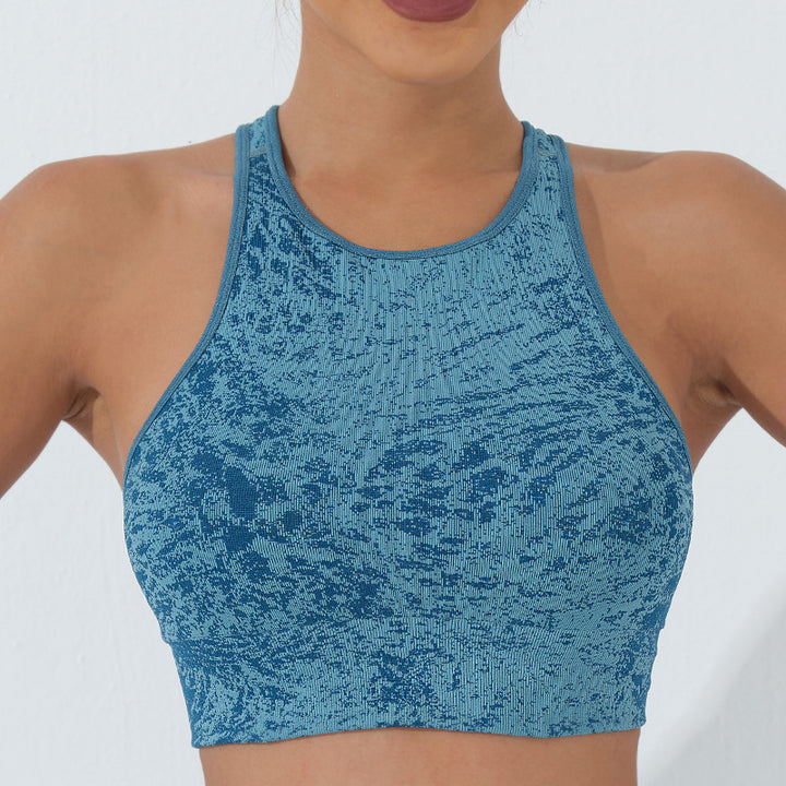 Buddha Stones Seamless Fitness Crop Canotta Leggings a vita alta Pantaloni Sport Palestra Yoga Outfit - Serbatoio di raccolto - Blu - US6, UK/AU10, EU38 (L)  - image 17