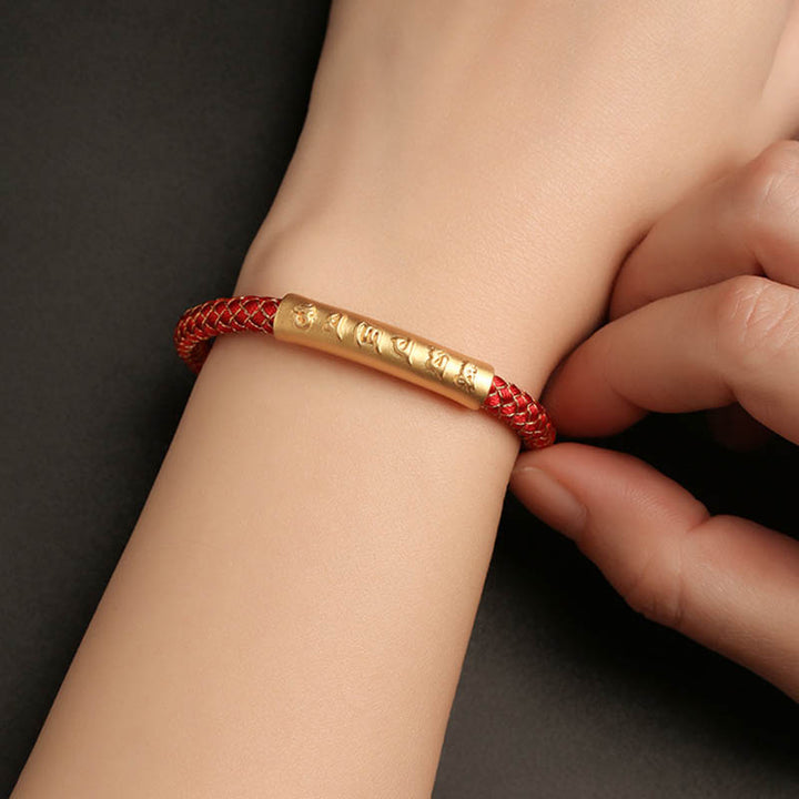 Bracciale con fibbia magnetica intrecciata a scaglie di drago in argento sterling 999 fatto a mano , Om Mani Padme Hum Protection