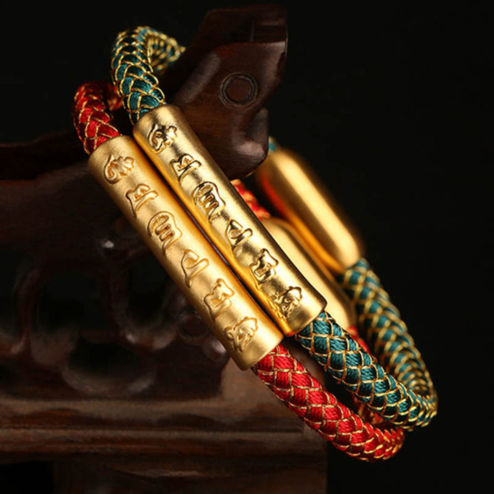 Bracciale con fibbia magnetica intrecciata a scaglie di drago in argento sterling 999 fatto a mano , Om Mani Padme Hum Protection