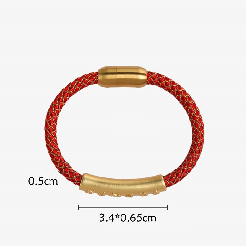 Bracciale con fibbia magnetica intrecciata a scaglie di drago in argento sterling 999 fatto a mano , Om Mani Padme Hum Protection