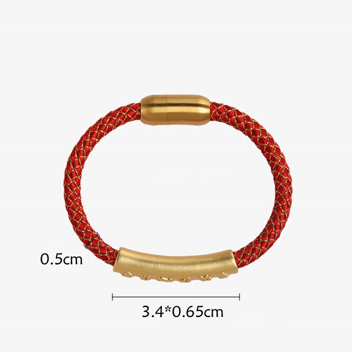 Bracciale con fibbia magnetica intrecciata a scaglie di drago in argento sterling 999 fatto a mano , Om Mani Padme Hum Protection