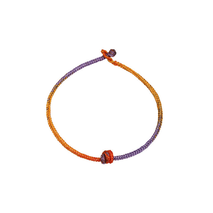 Braccialetto in corda intrecciata rossa e viola con Buddha Stones, fatto a mano