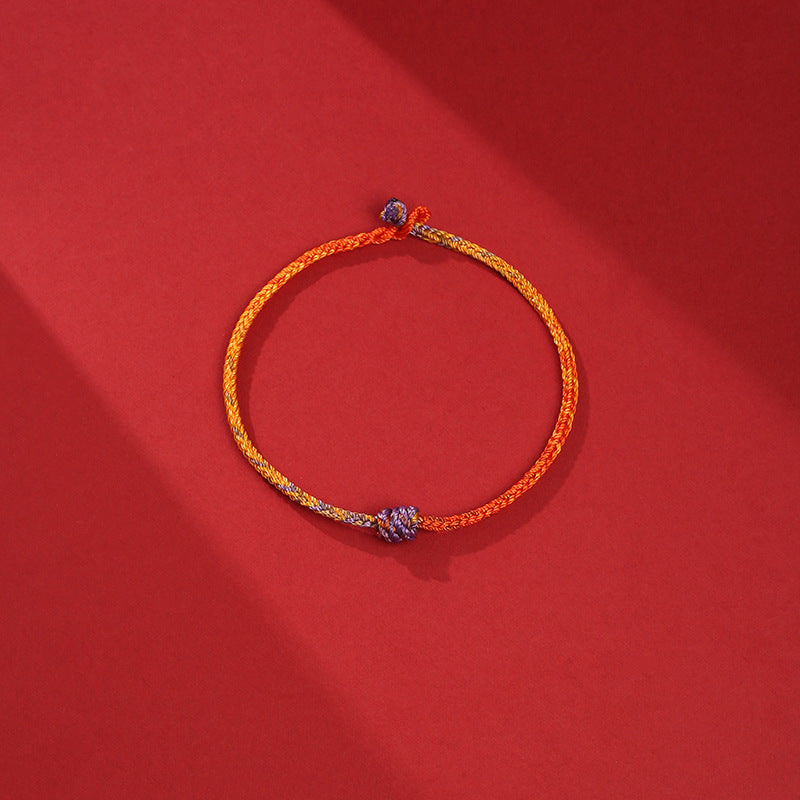Braccialetto in corda intrecciata rossa e viola con Buddha Stones, fatto a mano