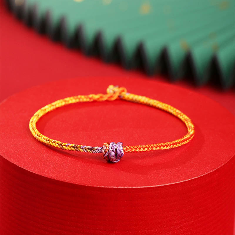 Braccialetto in corda intrecciata rossa e viola con Buddha Stones, fatto a mano