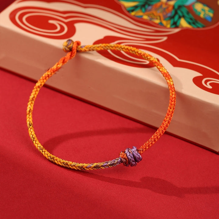 Braccialetto in corda intrecciata rossa e viola con Buddha Stones, fatto a mano