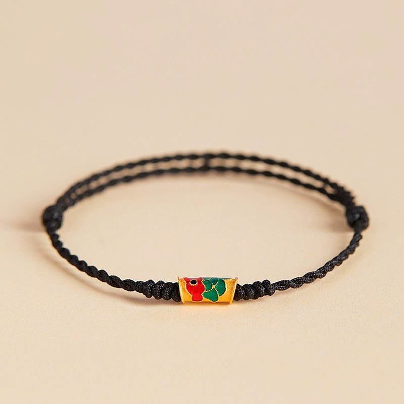 Braccialetto intrecciato a mano con pesce koi, ricchezza e prosperità, Buddha Stones