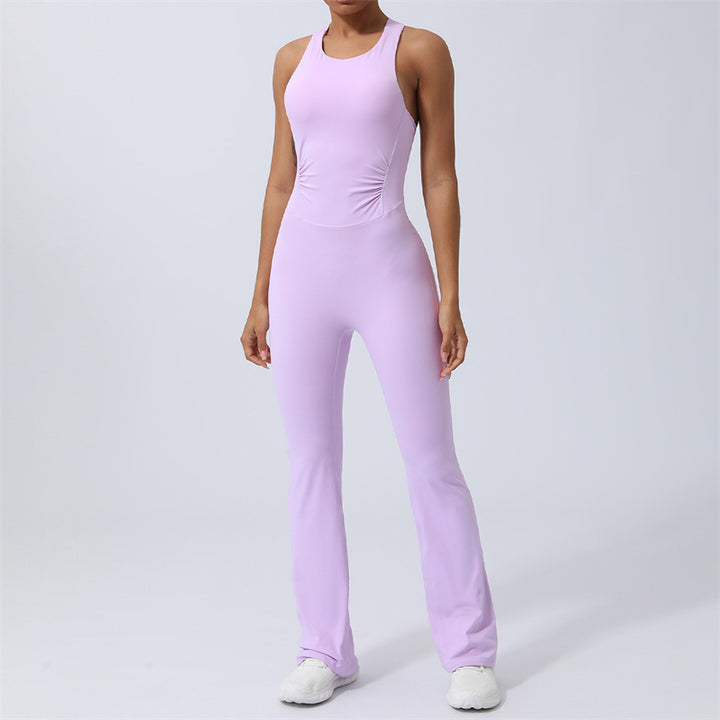 Buddha Stones Donna Allenamento Crisscross Senza Maniche Tuta Svasata Sport Fitness Yoga Bodysuit - Viola - US8-10, UK/AU12-14, EU40-42 (XL) - image 13