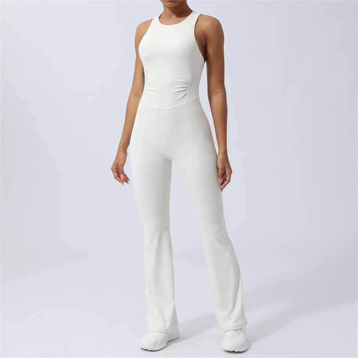 Buddha Stones Donna Allenamento Crisscross Senza Maniche Tuta Svasata Sport Fitness Yoga Bodysuit - Bianco - US8-10, UK/AU12-14, EU40-42 (XL) - image 10