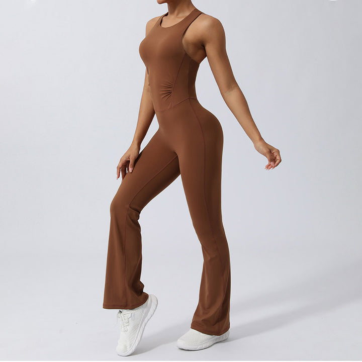 Buddha Stones Donna Allenamento Crisscross Senza Maniche Tuta Svasata Sport Fitness Yoga Bodysuit - image 3